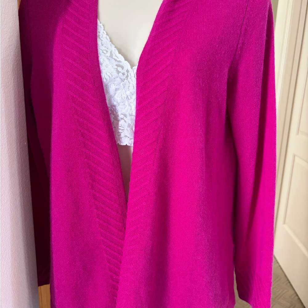Charter's Club Cashmere Women's Fuchsia Open Front Sweater